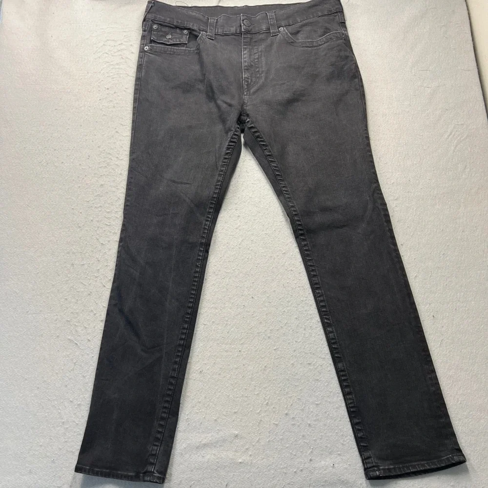 True Religion Rocco‎ Relaxed Skinny Jeans Mens 40 Black Denim Flap Pocket Pants
